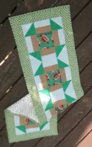 Handcrafted Tailgate Touchdown, Table Mat, Dresser Scarf or Runner 16" x 55"