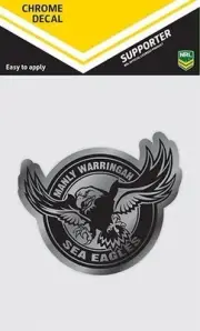 620135 MANLY SEA EAGLES CHROME DECAL NRL CAR STICKERS ITAG