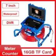 Sewer Camera 7" Drain Pipe Inspection Camera 7mm Cable DVR Record Meter Counter
