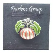 NWT Darlene Group Halloween Enamel Pumpkin Patch Brooch Pin Silver Tone Vintage