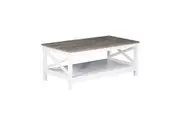 Maestro Furniture Coastal Wooden Rectangular Open Shelf Coffee Table - White & Grey