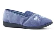 GROSBY SASHA (GA) Ladies Slippers Comfy Shoes Slip On Moccasins Warm Flats - Mid Blue - 6