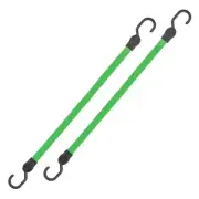 24 In. Green Flat Strap Bungee Cord with Hooks - 2 Pack for Secure Storage