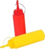 CHICAMPERA 2pcs Fake Condiment Squeeze Bottles Realistic Ketchup Mustard Prank Fun Novelty Dispensers for Halloween Parties and Social Gatherings Conversation Starter
