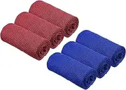 uxcell Cooling Towel 40"x12", 6 Pcs Ice Towel for Neck and Face, Soft Breathable Chilly Sweat Absorbing for Yoga Sports Camping Fitness, Red/Dark Blue