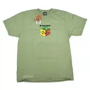 NWT Stussy Nintendo 64 Logo Print Retro Men T-Shirt Olive Green M SS23 AUTHENTIC
