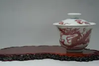 在飛比找Yahoo!奇摩拍賣優惠-釉裏紅 元龍 岩茶蓋碗