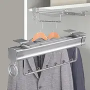 Retractable Closet Pull Out Rod Wardrobe Clothes Hanger Rail Extendable Heavy Duty Hanging Rod Sliding Rail Organizer Rack Clothing Storage for Scarf,Trouser,Tie,Towel,Clothes and Sock KeYJ