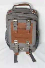 Vintage Casual Canvas and Leather Rucksack Backpack Medium Sz. 15" x 13" NEW