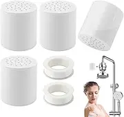 4 Pack 20 Stage Shower Head Filter Universal Replacement Cartridge with Sealing Tapes for Water Soften, Remove Heavy Metals, Iron, Other Sediments