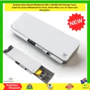 Desktop Glass Board Whiteboard 383 x 136 MM with Storage Trays, Small Dry Erase