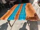 Glossy Walnut Epoxy Resin Table Custom Order For Restaurant & Bar Counter Top