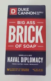 1 bar Duke Cannon Big Ass Brick of Soap 10oz men Smells Like NAVAL DIPLOMACY.