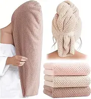 ROLSHOL Microfiber Hair Towel Wrap for Women, 3 Pack Extra Large Absorbent Turbans for Curly, Long & Short Hair, Anti-Frizz Design, Fast- Drying & Secure Fit (11”x32”)