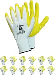 TK Gloves CHEETAH/Assembly Gloves/Size 9, 12 Pairs/Yellow White/Assembly Gloves/Gloves, Work Gloves/Protective Gloves Made of Nitrile