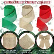 NEW Klatie 3 Rolls Burlap Gift Wrapping Decor Holiday Christmas Beige Green Red