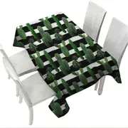 Cactus over Black and White Stripes Tablecloth
