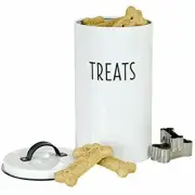OUTSHINE White Dog Treat Container Airtight with 2 Dog Bone Cookie Cutters
