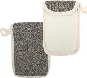 TOVINANNA 2pcs Black Linen Soap Loofah Soap Pouch Soap Exfoliating Pouch Bar Soap Pouch Soap Saver Pouch Organizer Soap Net Pouch Bath Scrubber Soap Holder Flax