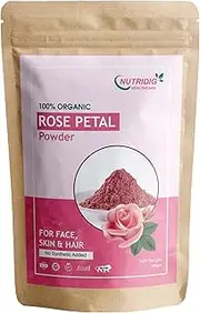 NutriDig 100% Pure and Organic Rose Petals Powder for Skin Care,Face Pack for Fairness and Even Skin Texture - (100gm)