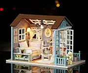 Rylai 3D Puzzles Miniature DIY Dollhouse Kit Forest Time Series Dolls Houses Accessories with Furniture LED Music Box Best Birthday Gifts for Women and Girls