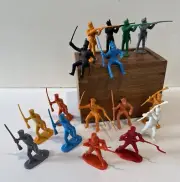 Marx 54 MM Alamo Mexican Shako Infantry Set 16 Mix LotA VINTAGE Plastic Soldiers