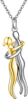 [Flyow] Hug Couple Necklace S925 Sterling Silver Hugging Necklace Anniversary Jewelry for Him and Her,Lover Valentines day gift