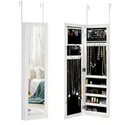 Costway Door/Wall Mounted Mirror Jewelry Makeup Cabinet Cosmetics Storage Organiser Box