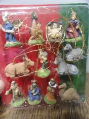 Minature Nativity Ornament Set 12 Pieces Joann Stores 1" w/String Hanger NIB