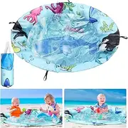 Tondiamo Beach Pool for Toddler Baby - 2 in 1 Waterproof Sandproof Kiddie Pool Blanket - Foldable Sand Pool for Kids Vacation Picnic (4.6 x 4.6 ft)