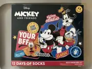 New Disney Mickey Mouse And Friends 12 Days of Socks KIDS SHOE Size 4-7