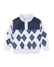 Miles The Label Boys' Navy Argyle Print Sweatshirt - Little Kid, Big Kid