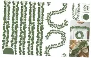 16Pcs Artificial Eucalyptus Garland Greenery Leaves Silk Vines Silver 16pcs
