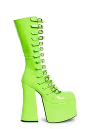 [Current Mood] Hardcore Dazzle Platform Boots - Neon Green