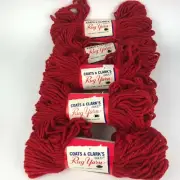 Vintage LOT COATS & CLARKS Rug Yarn Skein #126 SPANISH RED 75% Rayon 25% Cotton