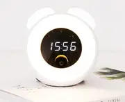 Creative Time Alarm Clock Night Light Bedside with Sleeping Table Lamp Sound Control with Time-White