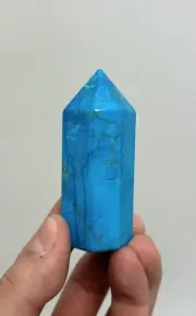 Blue Howlite Point Hand Polished Dyed White Howlite Bright Healing Crystal