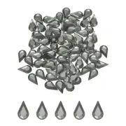 100PCS Flat Back Acrylic Teardrop Gems 6x10mm Artificial Rhinestones DIY Gray