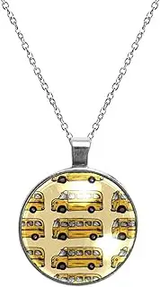 [Diusye] Necklaces for Women, Hand Drawn School Bus Print Stainless Steel Pendant Necklace Jewelry Birthday Anniversary Wife Girls Friends Gift