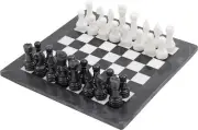 Marble Chess Set with Storage Box 15 inches Black and White Handmade Board Games