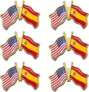 [rhungift] 6/12/50/100 Pack -American Spain Friendship Flag Pins Bulk -1.4” Metal US USA Spain Lapel Pins Badge Button Souvenir