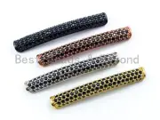 Black CZ Micro Pave Curved Tube, Spacer Tube for 2mm leather Cord Finding,