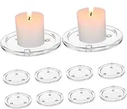 BEBEMOKO 10Pcs Glass Candle Holders with Tray Elegant Glass Plates for Weddings Banquets Home Decor Sturdy Stylish Candle Holder for Table Display