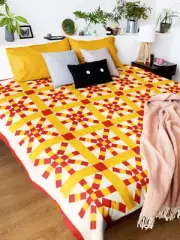 Large American Made Patchwork in bright primary colors - FINISHED QUILT - Nice !