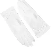 [ROMISBABA] Gloves Ladies Mittens Lace Touch Screen Mitten Outdoor Gardening Glove Sun Protection Mittens Lace Driving Mitten Lace Mitten White Nylon
