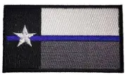 THIN BLUE LINE TEXAS STATE FLAG 3.5 INCH IRON ON TEXAS FLAG PATCH