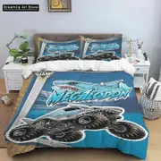 a3287 Bed Sheets Super Monster Truck Monster Jam Bedding Set Cute Quilt Cover Bed Cover With Pillowcase Boys Adult3-Piece Bedding Set (1 Duvet Cover