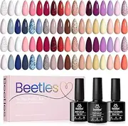 beetles Gel Polish Gel Polish Nail Set 39 Pcs Lingering Grace Collection, 36 Colors Pink Red Purple Girly Elegant Sparkle Glitter Uv Gel, Spring Morandi Diy Manicure Kit with Base Top Coat