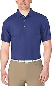 [PGA TOUR] Men's Short Sleeve Solid Mesh Golf Polo with Rib Collar