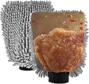 XYMZR Fried Chicken Closeup Absorbent Microfiber Car Wash Mitt, Funny Cute Anime Scratch Free for Cars Cleaning, Home Cleaning Mitts, 2 Pack, 10.24” L x 7.09” W